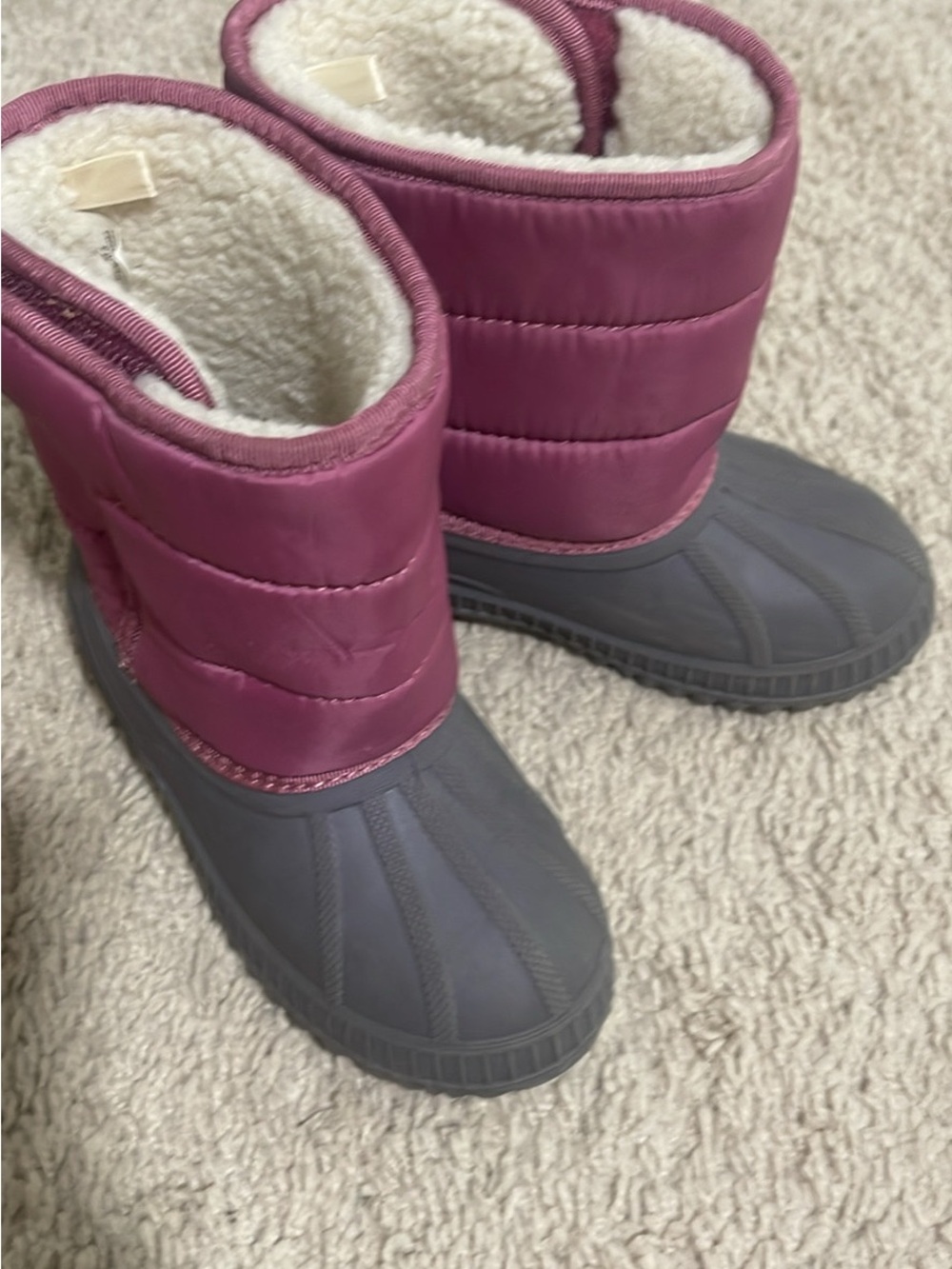 Kids Waterproof Winter Boots in Plum and Gray